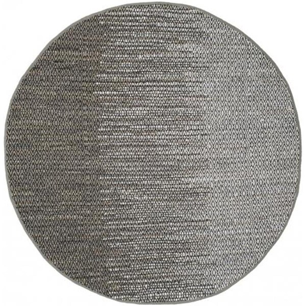 Flowers First 6 x 6 ft. Round Vintage Leather Hand Woven Rug, Light Grey & Grey FL1892409 - main